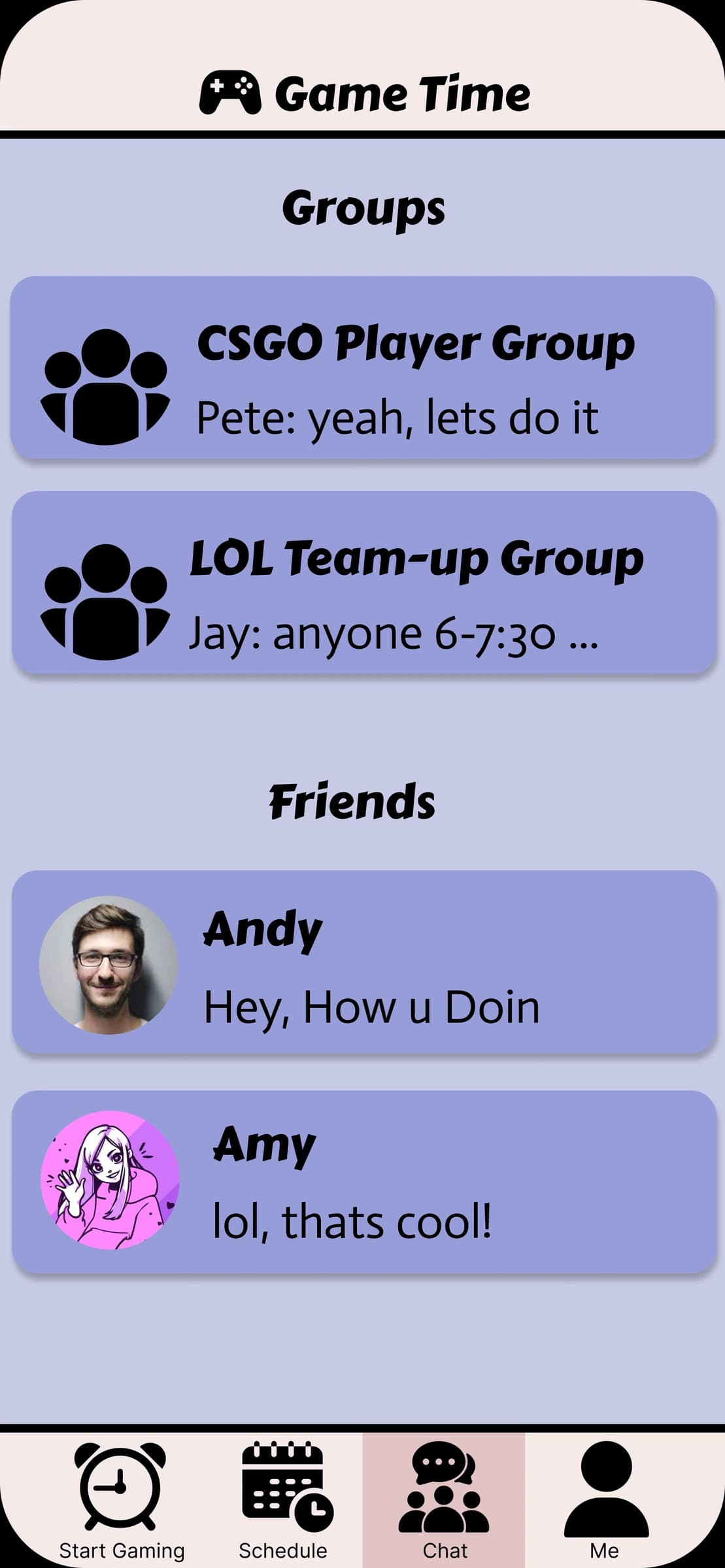 Community concept wireframe