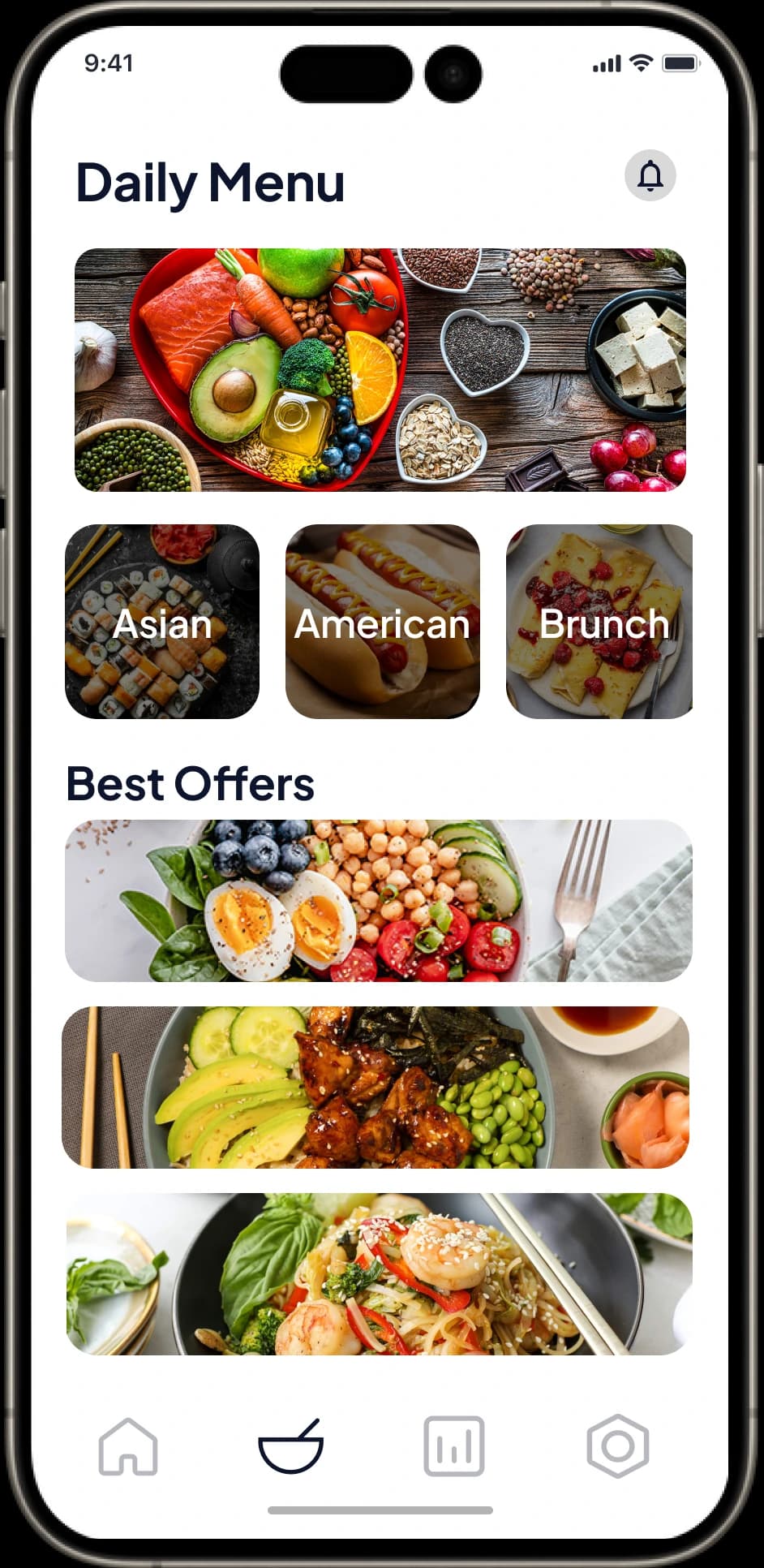 Daily healthy menu interface