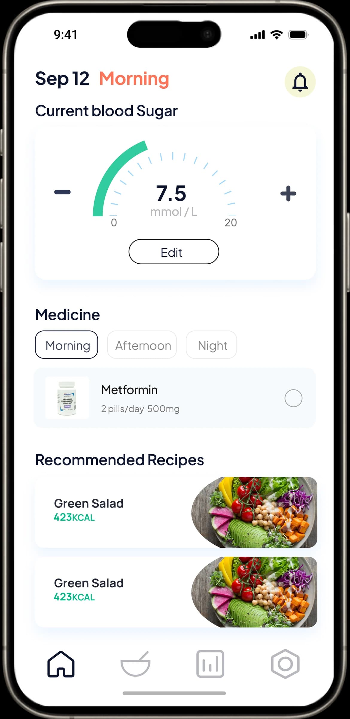 Blood sugar self-monitor interface